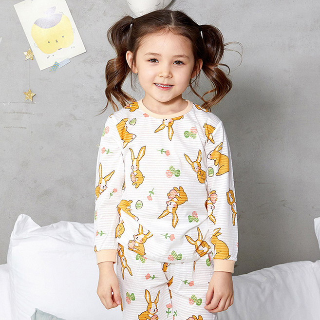 올로미미 아동용 바니바니 9부 자카드 실내복 세트