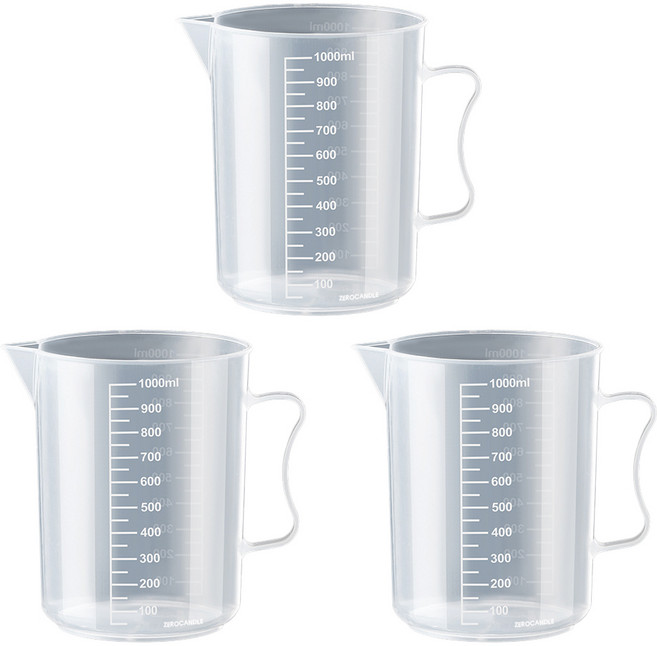 리빙메이커 BPA FREE 다용도 튼튼한 플라스틱 계량컵 비커 1L, 3개