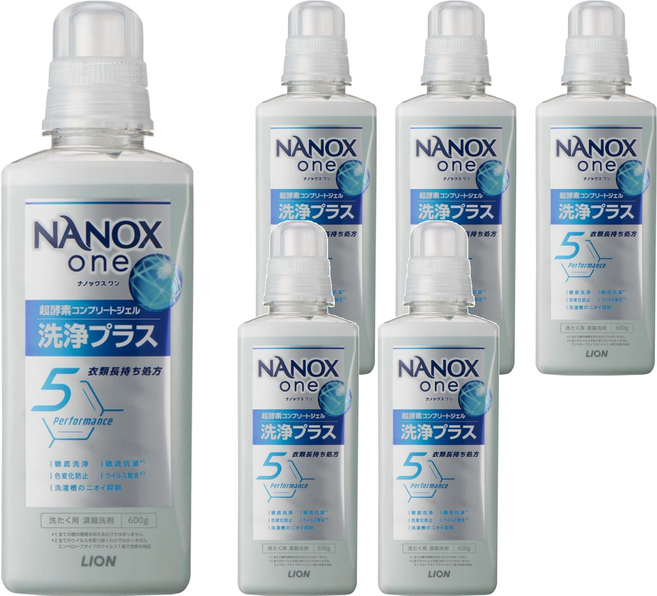 LION 獅王 NANOX one Plus 酵素濃縮洗衣精, 600g, 6個