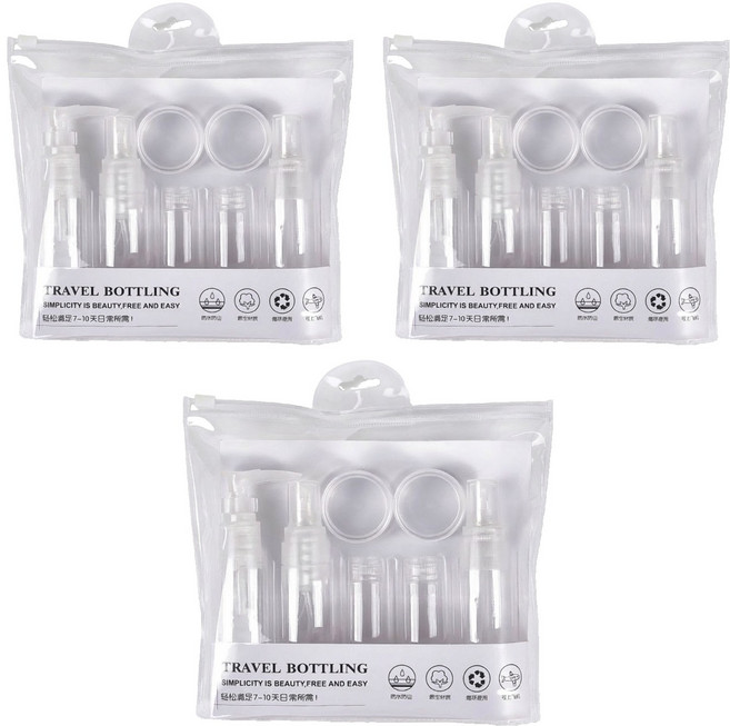벨리안 여행용 화장품 공병 소분용기 7종 세트 20 x 17 x 3 cm, 3세트, 투명