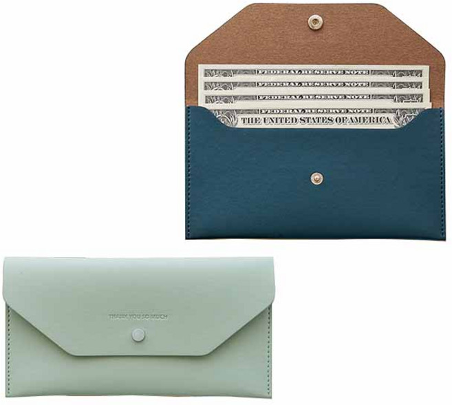 가죽 용돈봉투 2종 세트, 다크그린 + 민트그레이, 1세트