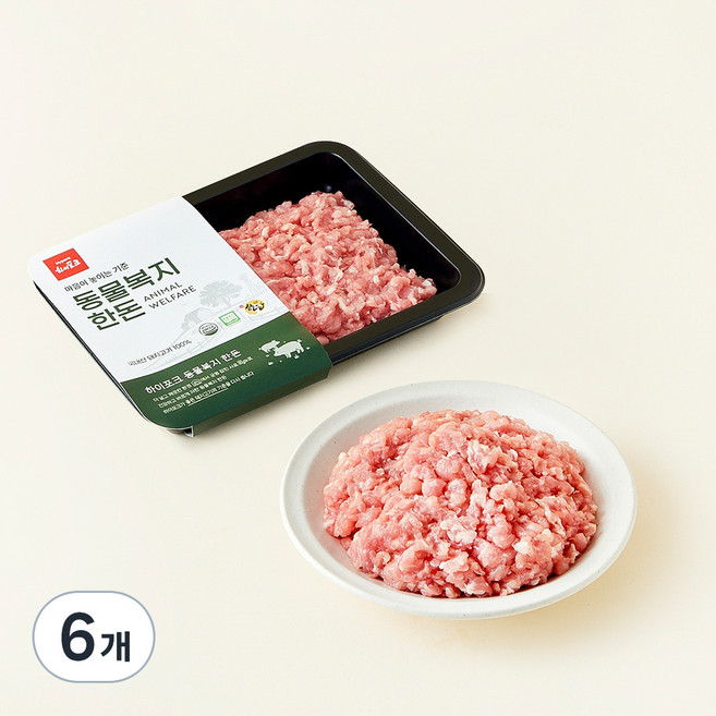 하이포크 동물복지 인증 한돈 뒷다리 다짐육용 (냉장), 500g, 6개