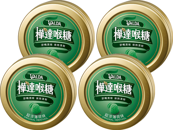 VALDA 樺達 薄荷喉糖, 50g, 4盒