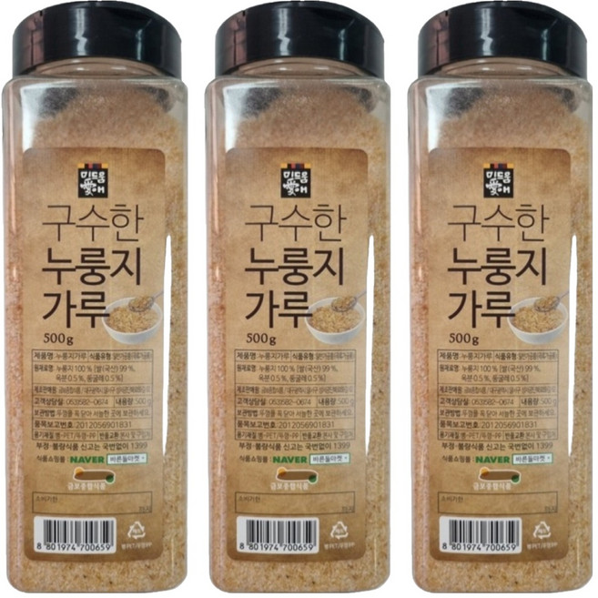 미드움애 구수한 누룽지 가루, 500g, 3개