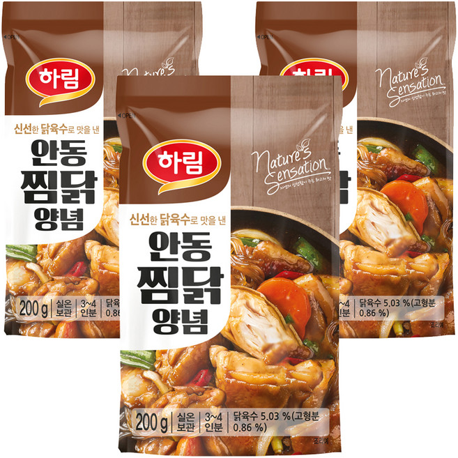 하림 안동찜닭 양념, 200g, 3개