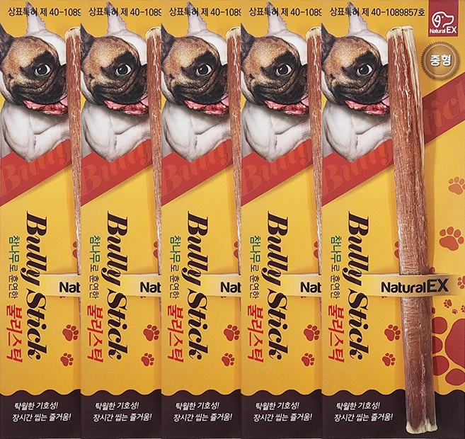 네츄럴이엑스 강아지 불리스틱 육포 일반 중형, 소근육, 12g, 5개 - 쿠팡
