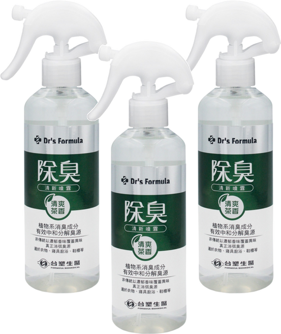台塑生醫 Dr's Formula 除臭清新噴霧瓶 清爽茶香, 255g, 3瓶