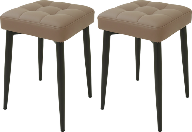 MH家居 菠蘿麵包方形椅凳, 可可棕, 2個