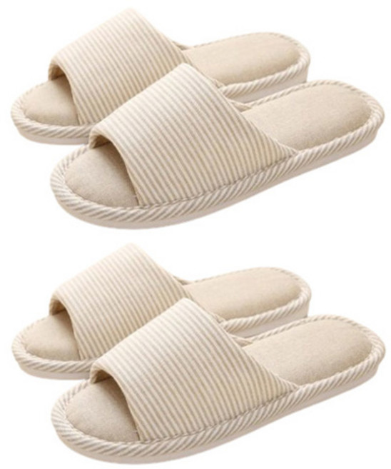 아리코 스트라이프 거실화, 아이보리, 2개