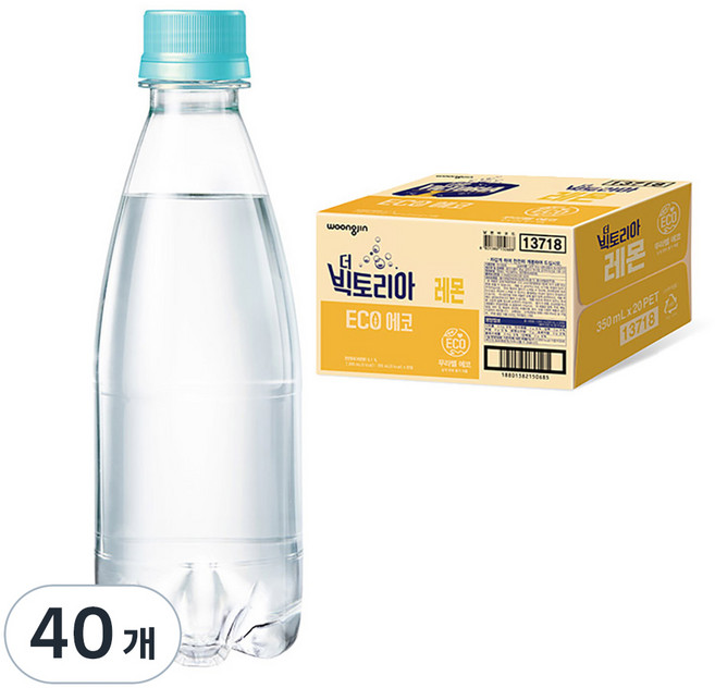 웅진빅토리아 더 빅토리아 에코 레몬 탄산음료 무라벨, 350ml, 40개
