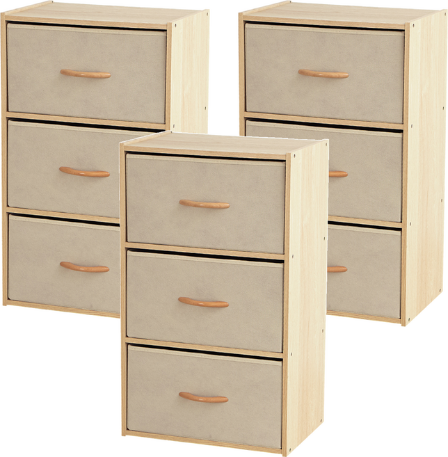 LiFArt 日系簡約三層抽屜收納櫃 72.5 x 43 x 29.5cm, 白色, 3層