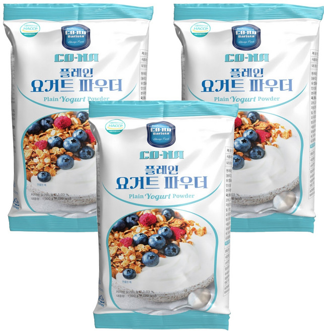 코나 플레인 요거트 파우더, 1kg, 3개, 1개입