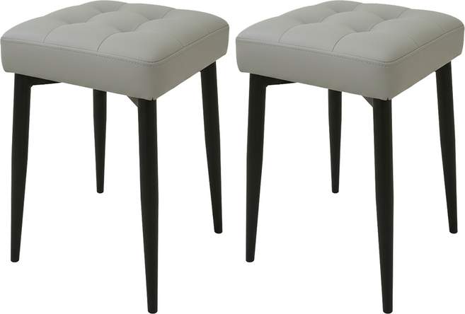 MH家居 菠蘿麵包方形椅凳, 奶昔灰, 2個