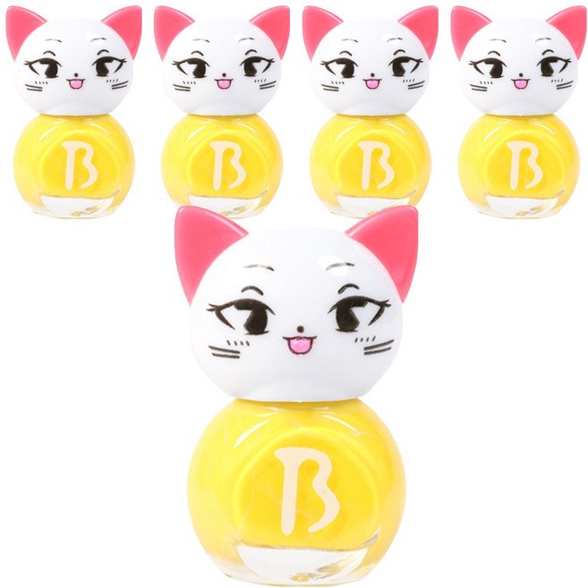 바블리 키즈네일 냥이 스티커형식 어린이매니큐어, 옐로핑, 5개