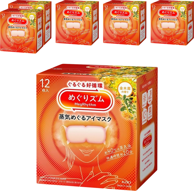 Kao 花王 MegRhythm 美舒律 蒸氣眼罩 金木犀花香, 12片, 6盒