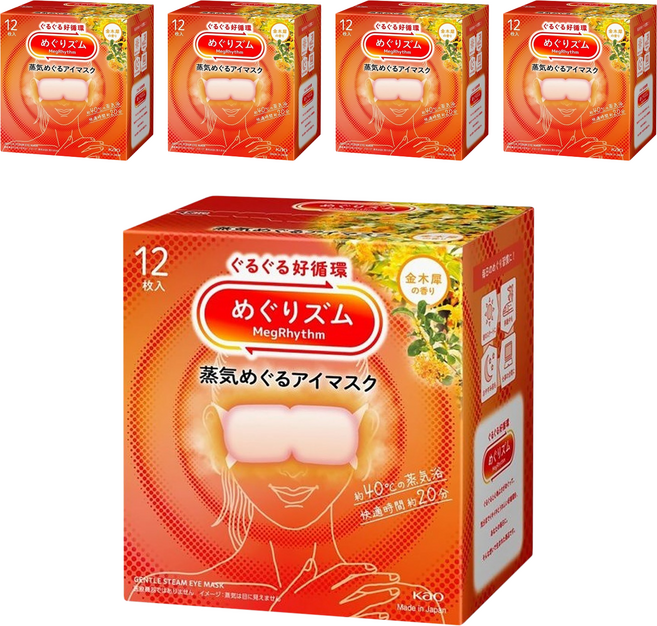 Kao 花王 MegRhythm 美舒律 蒸氣眼罩 金木犀花香, 12片, 5盒