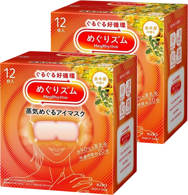 Kao 花王 MegRhythm 美舒律 蒸氣眼罩 金木犀花香, 12片, 2盒