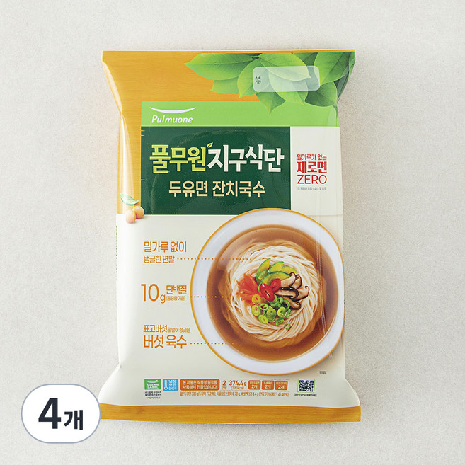 풀무원 지구식단 식물성 두유면 잔치국수, 374.4g, 4개