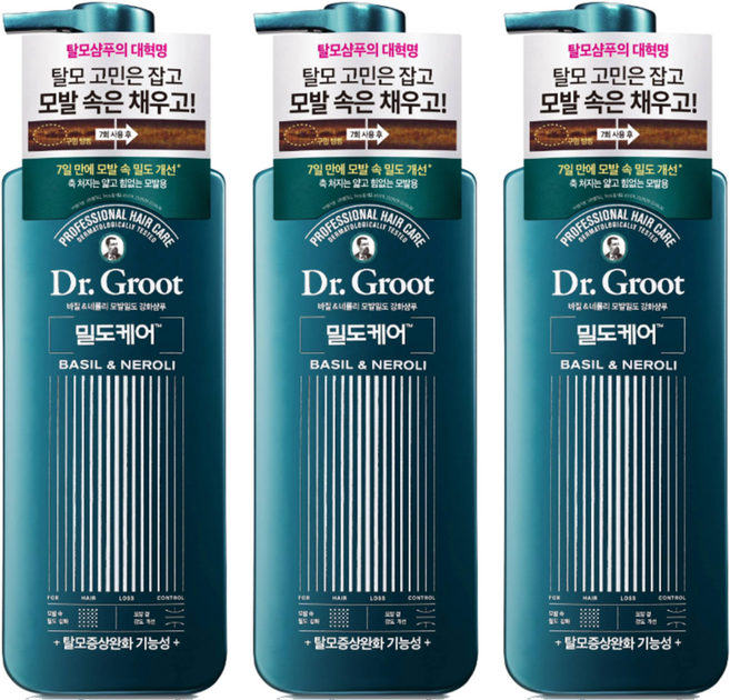 닥터그루트 밀도케어 모발밀도 강화 샴푸 바질 앤 네롤리향, 400ml, 3개