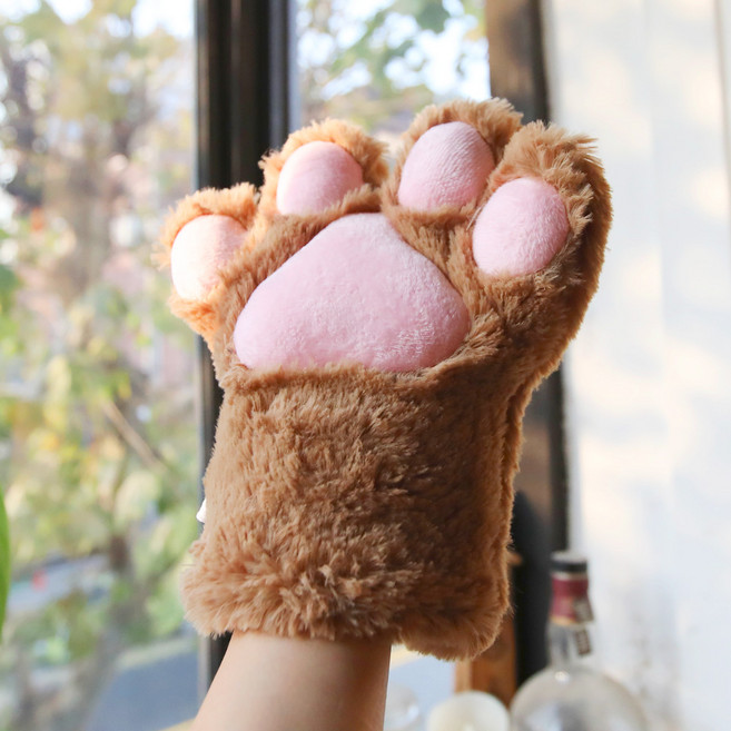 스투피드 고양이 발바닥 장갑, 브라운, 1개