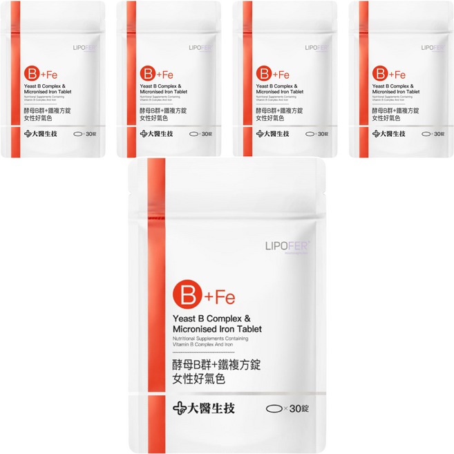大醫生技 維他命B群+鐵複方錠 女性好氣色, 30顆, 5包