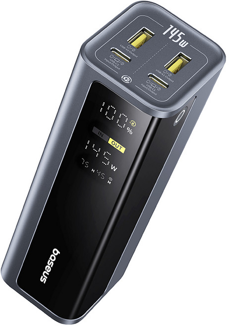 베이스어스 EnerGeek 대용량 145W 고속 충전 4포트 노트북 보조배터리 20800mAh 100w + 케이블 세트, 그레이
