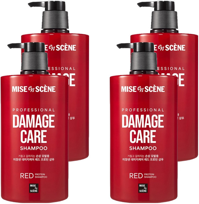 미쟝센 데미지케어 레드 프로틴 샴푸, 1L, 4개