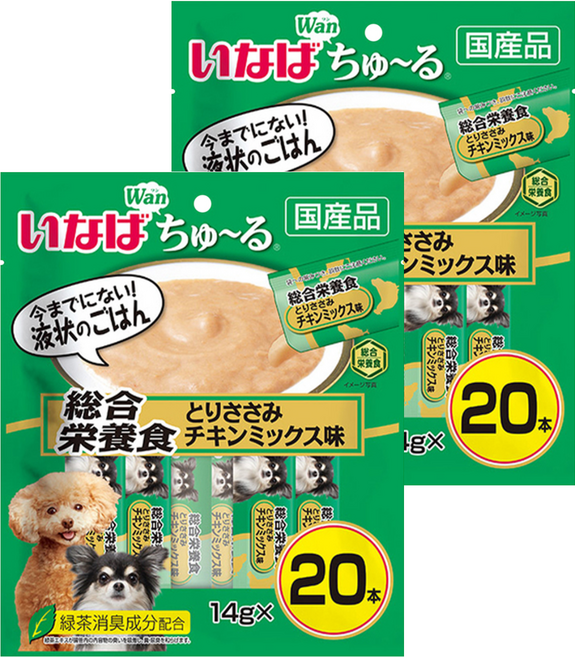INABA Churu 汪啾嚕 綜合營養食 狗用肉泥 20入, 鷄肉味, 280g, 2袋