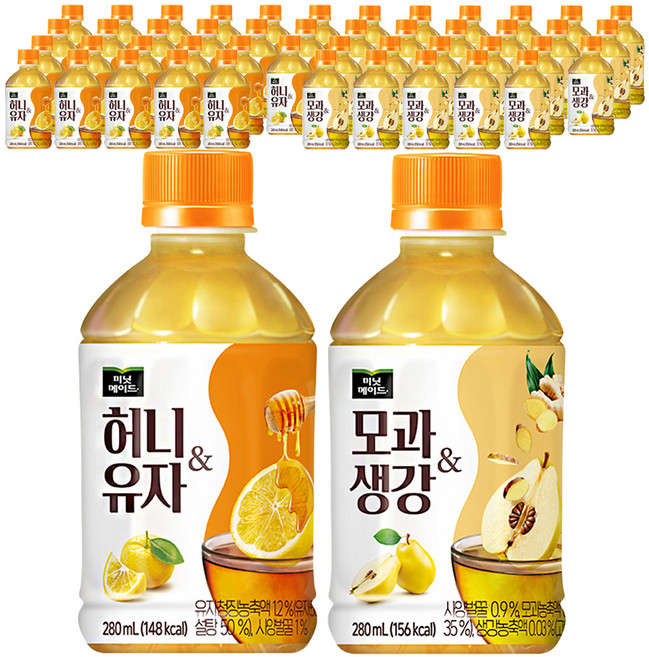미닛메이드 허니유자 24p + 모과생강 24p, 1세트, 280ml