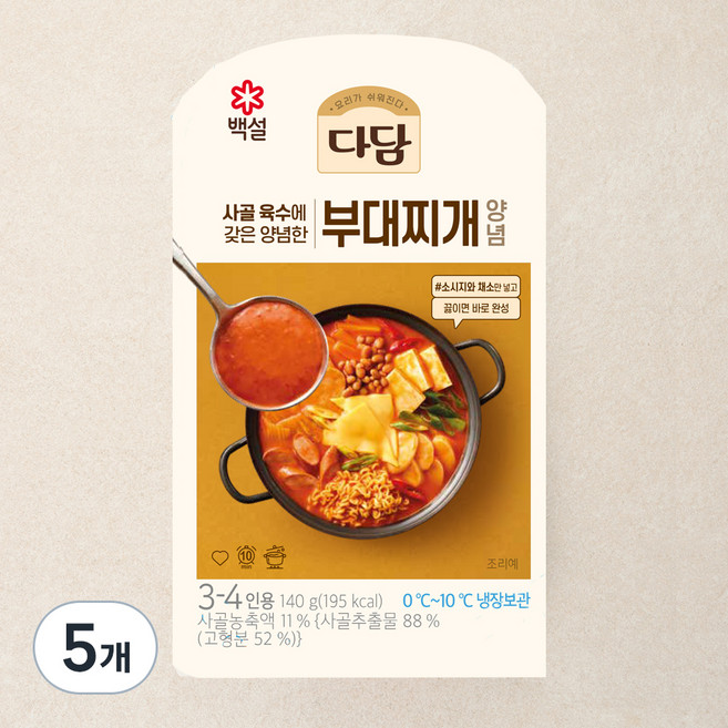 다담 부대찌개 양념, 140g, 5개