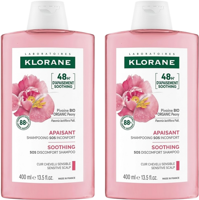 KLORANE 蔻蘿蘭 速效舒敏洗髮精, 2瓶, 400ml