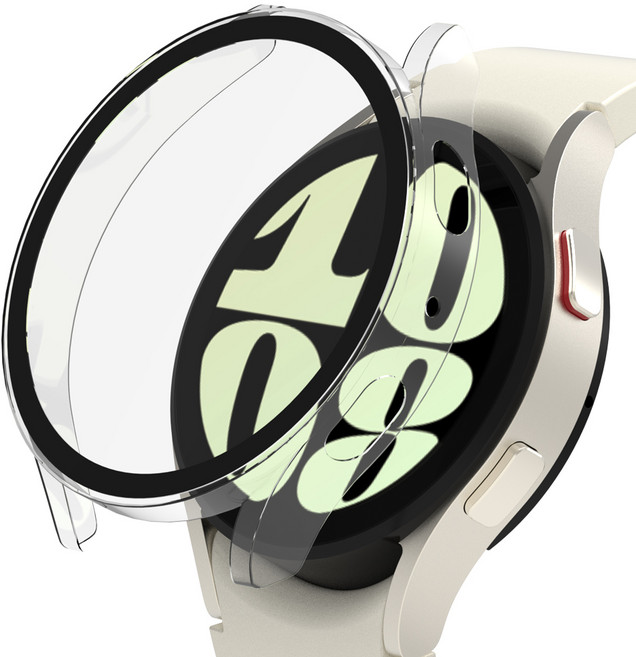 로랜텍 갤럭시워치 케이스 풀커버 액정보호 강화유리, 투명, 1개