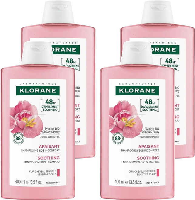 KLORANE 蔻蘿蘭 速效舒敏洗髮精, 4瓶, 400ml