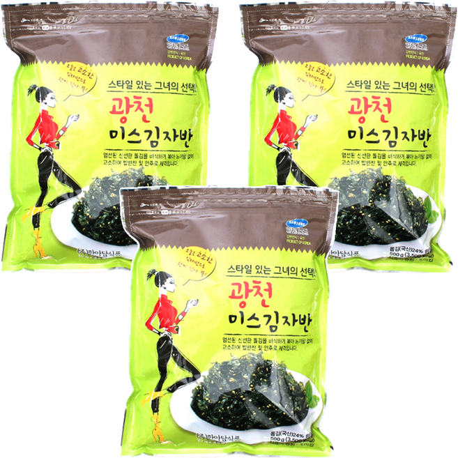 한아담식품 광천 미스 김자반, 500g, 3개