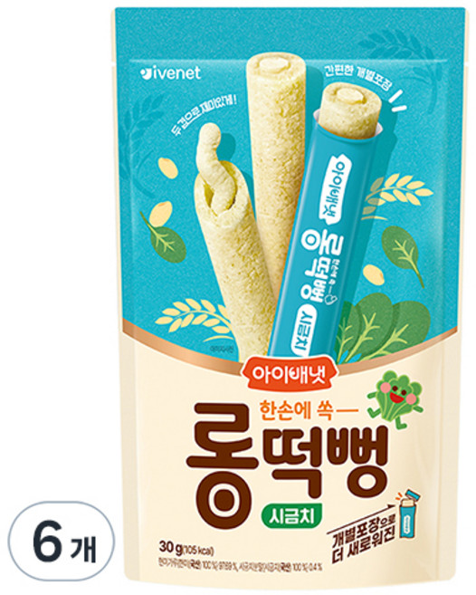 아이배냇 롱떡뻥 시금치, 6개, 30g, 시금치맛