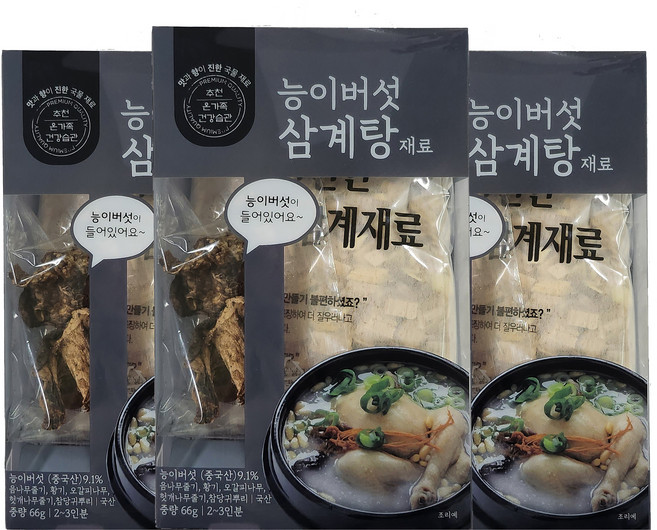 홈네이처 능이버섯 삼계탕 재료, 66g, 3개