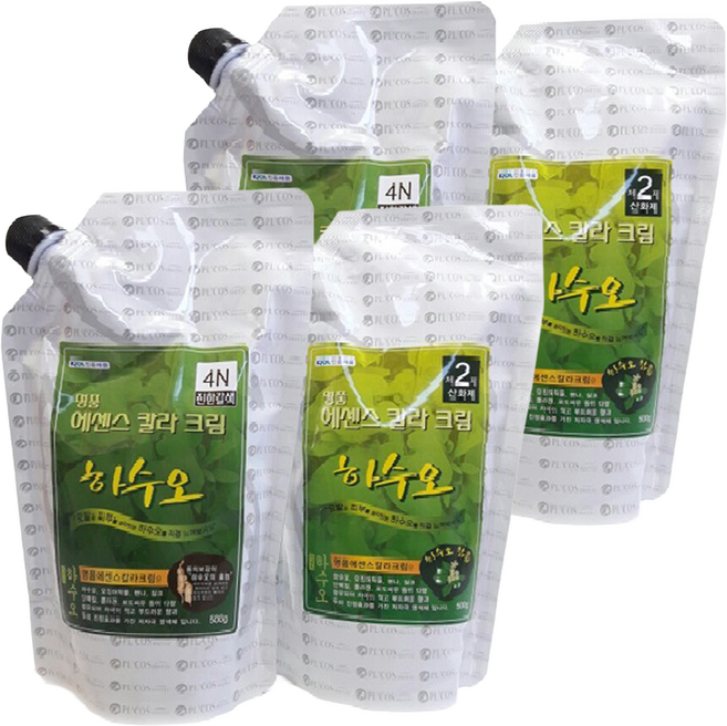 피엘코스메틱 명품 에센스 칼라 크림 염색제 1제 500ml + 2제 500ml, 4N진한갈색, 2개