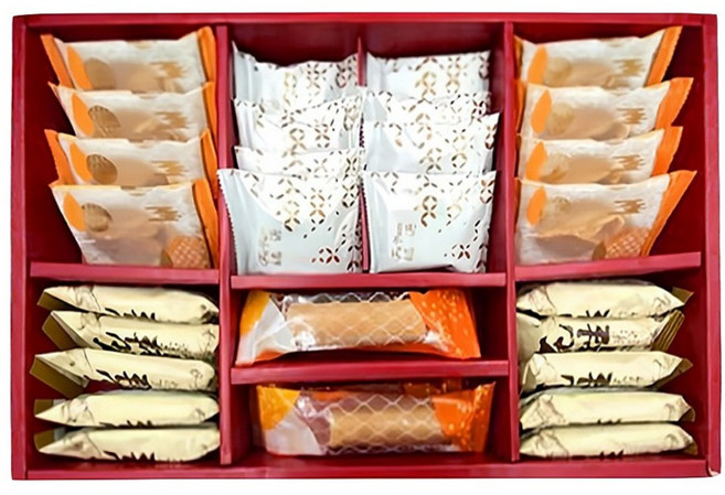 新竹福源 花生醬綜合餅乾禮盒, 花生醬夾心酥 + 水滴蛋捲 + 花生醬有餡蛋捲 + 花生醬米棒, 1盒