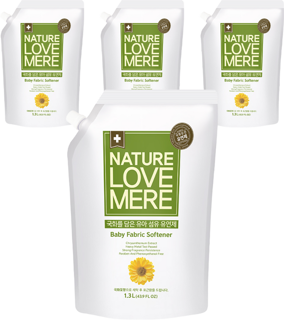 네이쳐러브메레 유아 국화 유연제 리필형, 1.3L, 4개