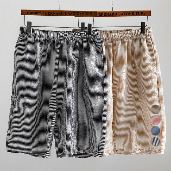 글램공감 커플용 냉감 지지미 줄무늬 파자마 5부 바지 2p