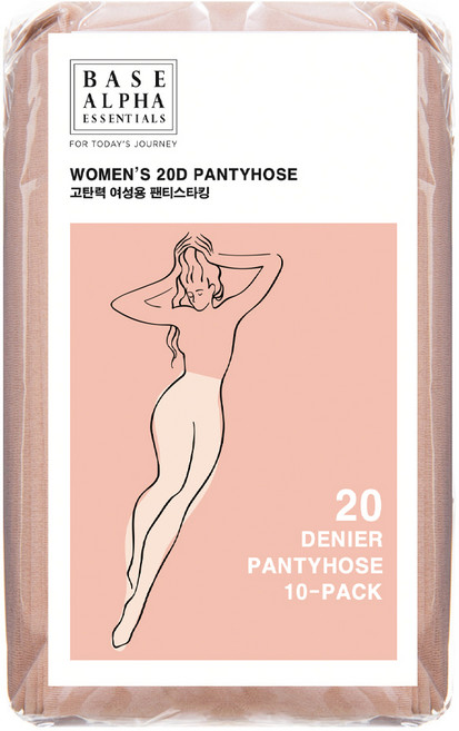 베이스알파에센셜 고탄력 넉넉한 길이 팬티스타킹 20D 10p