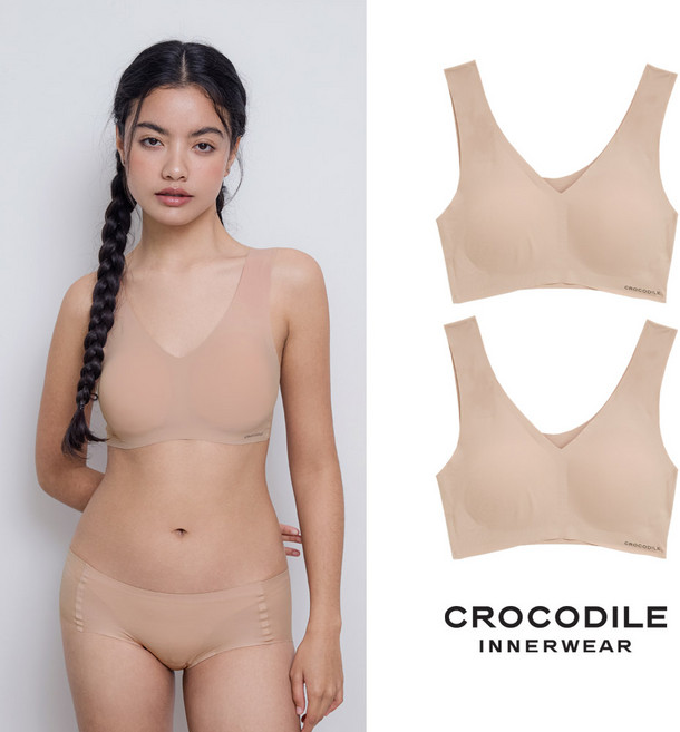 크로커다일 쉘론 V넥 브라 2종 세트