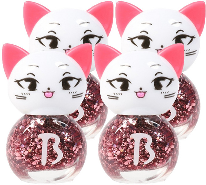 바블리 키즈네일 냥이 스티커형식 어린이매니큐어, 핑크블링핑, 4개