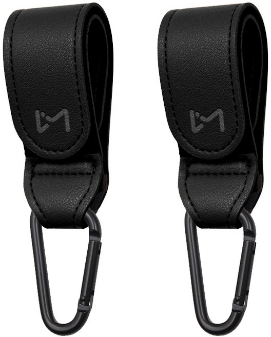 르메이어 레더 카라비너 유모차걸이, 블랙, 2개