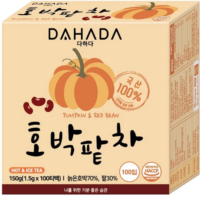 다하다 호박팥차, 1.5g, 100개입, 1개 - 쿠팡