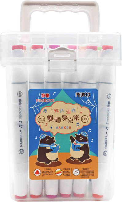 PENROTE 筆樂 24色麥克筆, 多色, 1盒