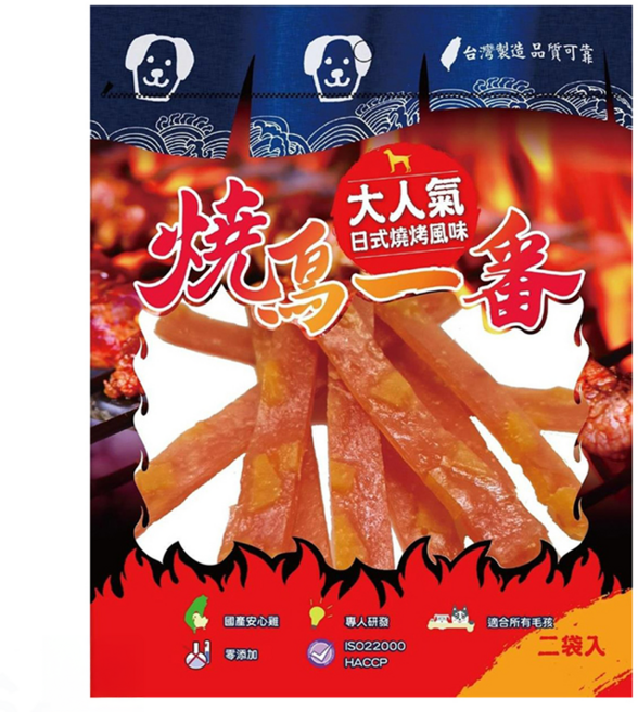 燒鳥一番 犬用零食, 起司補鈣肉乾, 200g, 1包