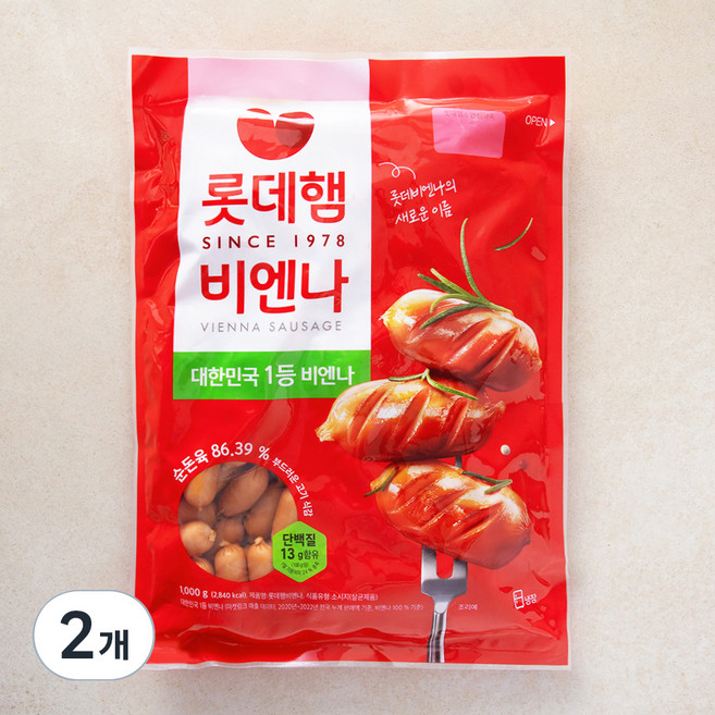 롯데햄 롯데비엔나 소시지, 1kg, 2개