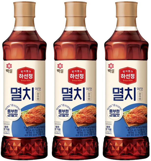 하선정 알뜰형 멸치액젓, 1kg, 3개