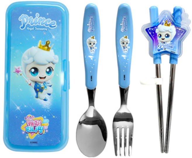 르번 슈팅스타 캐치! 티니핑 무소음 교정젓가락 풀세트, 왕자핑, 스푼 + 포크 + 교정젓가락 + 케이스, 1세트